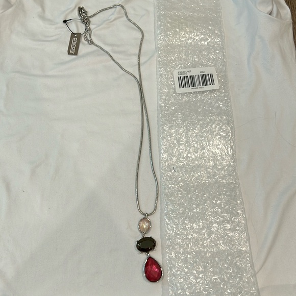NWT Chico’s Long Jeweled Three Drop Pendant Necklace - Picture 1 of 3